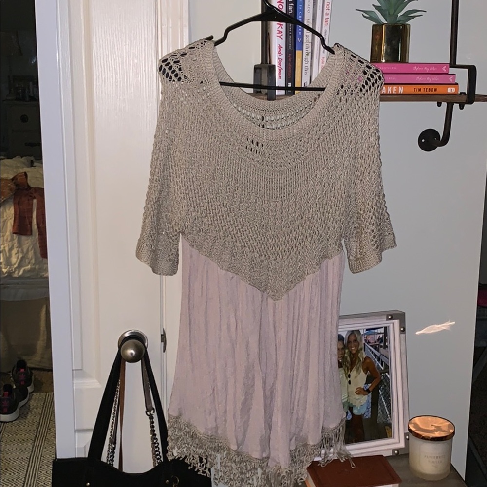 Stella couture knit dress or tunic with fringe!